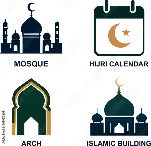 Muslim Religious Symbols Icon Collection