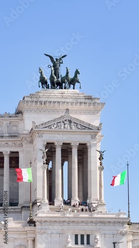 Vittoriano Monument White Marble Sculptures Italian Flag Rome Italy