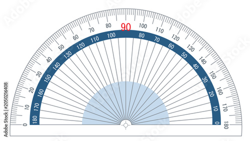 Half circle protractor. Transparent protractor with degree markings for accurate geometry work