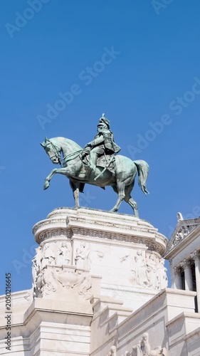 Vittoriano Monument White Marble Sculptures Italian Flag Rome Italy