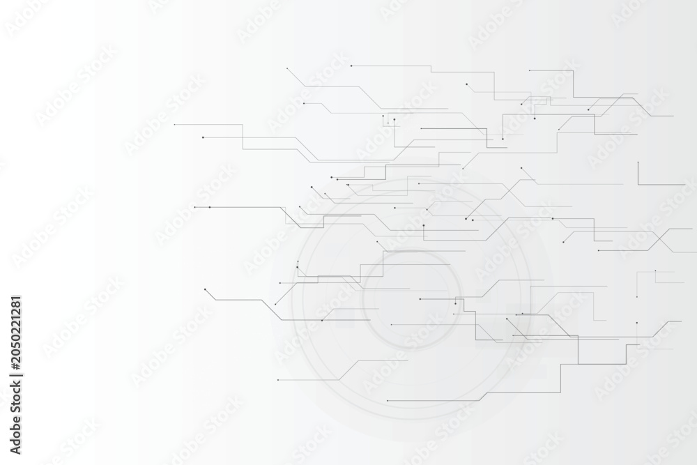 Fototapeta premium Abstract network of lines and dots on white background, technology
