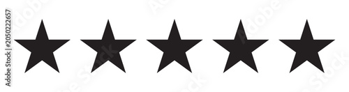 Five Star Rating: A classic five-star rating system presented in stark black, symbolizing excellence and high quality.