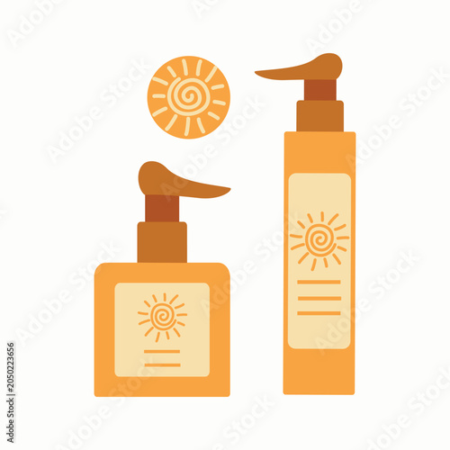 Sunscreen. Sun, summer. Skin care and protection. Sunscreen tubes. Use sunscreen. Moisturizes and protects skin from the sun's ultraviolet rays.