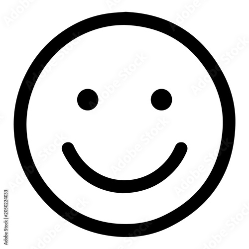 Konstfotografi Simple black outline smiley face icon representing happiness with positive minim