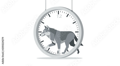 Canvastavla Wolf running on a clock face, concept of time, urgency, and animalistic instinct