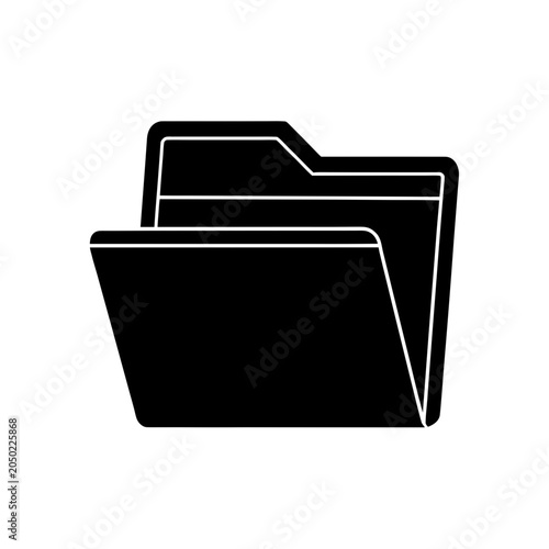 Black file folder icon for digital data Vector