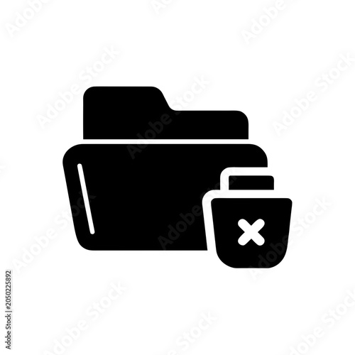 Black folder icon with a lock sign Vector