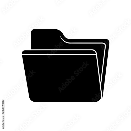 Black file folder icon for computer storage Vector