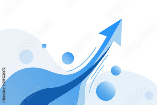 Abstract blue upward arrow representing growth and business success.