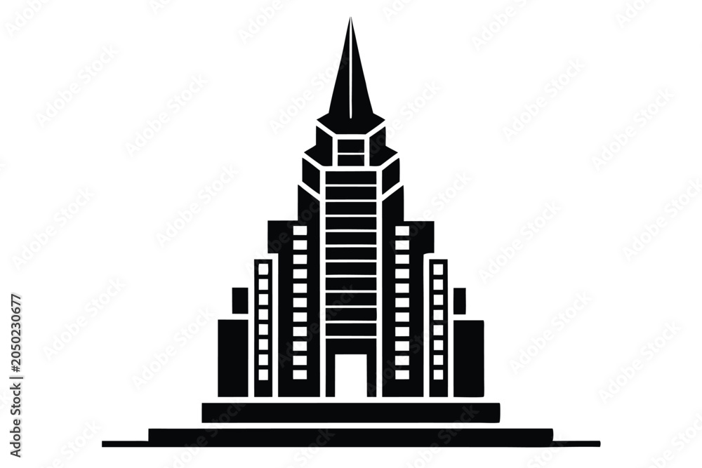 Fototapeta premium skyscraper silhouette line art vector illustration