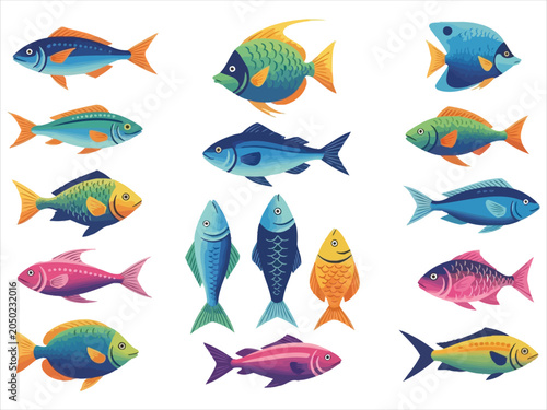 Tableau sur toile Colorful fish illustrations for kids and aquatic enthusiasts