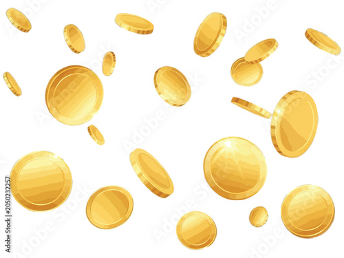 Falling gold coins illustration wealth finance and prosperity concept