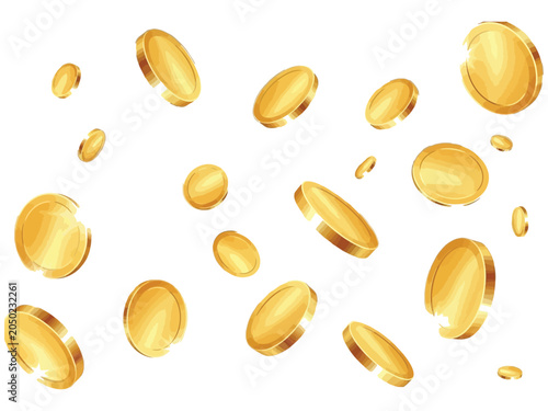 Falling golden coins illustration wealth finance and investment concept