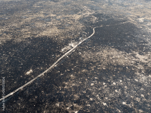 Burnt fields from a wildfire