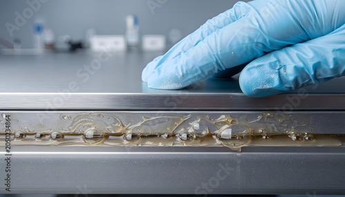 Adhesive Bonding Macro Detail Between Industrial Surfaces for Manufacturing Quality Control