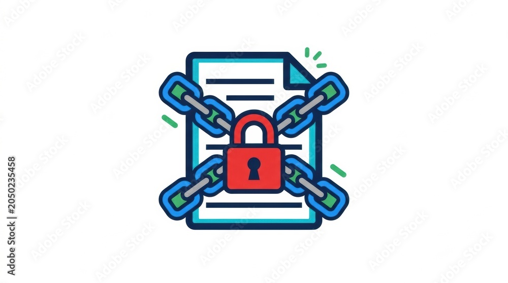 Fototapeta premium Visual of a document chained and locked, symbolizing the need to protect data from encryption attacks in cybersecurity training