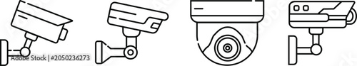 Fotografía CCTV Security Camera Icons Set Vector Illustration, Video Surveillance Monitorin