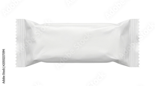Foto A blank white snack bar package is displayed prominently, ideal for mockups and product presentations