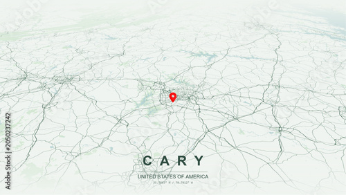 Fotografía Modern minimalist vector map of Cary, North Carolina, USA