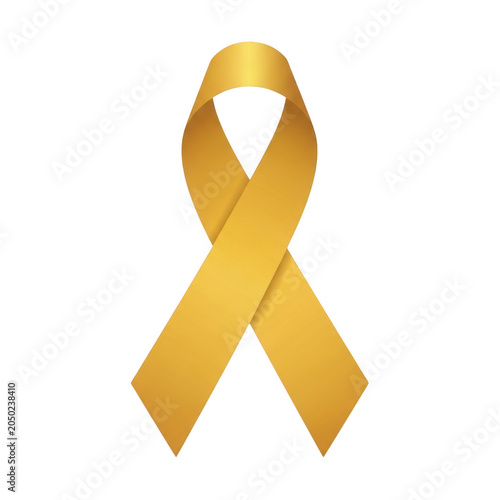 Yellow awareness ribbon icon isolated on clean background