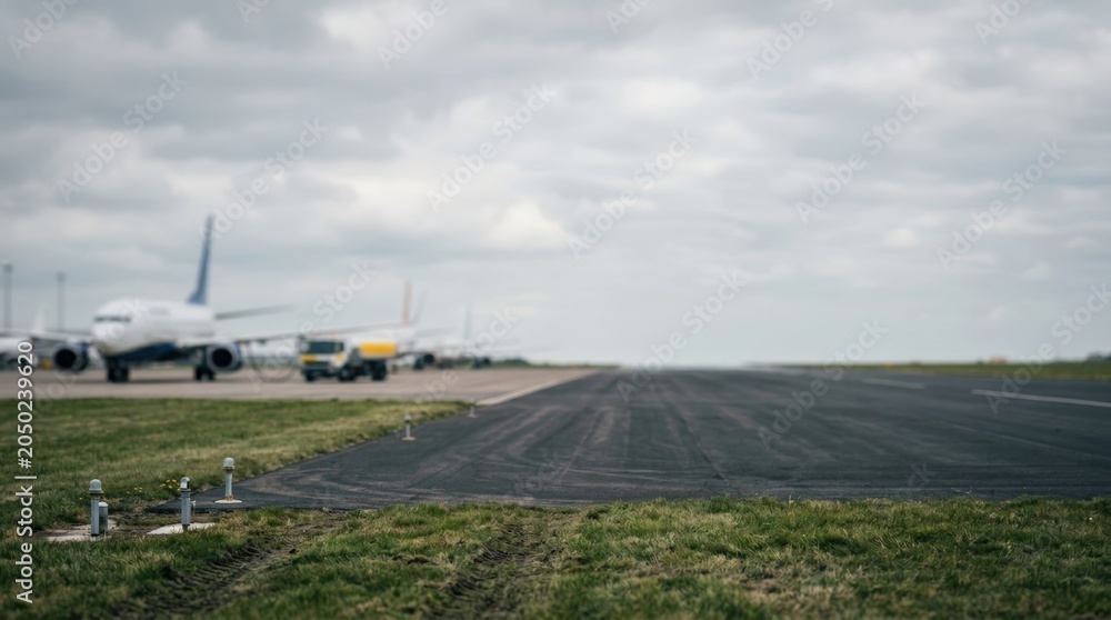 Fototapeta premium Airport runway threshold with no visible markings