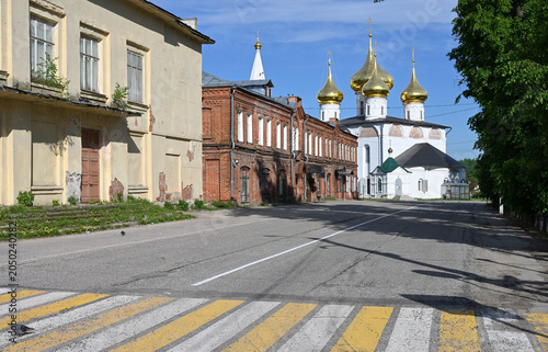 Central Lenin Street in the town of Gorokhovets, Russia