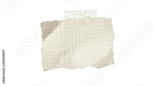 Cuadro en lienzo Piece of white grid paper with torn edges taped to surface for creative note taking or scrapbooking ideas