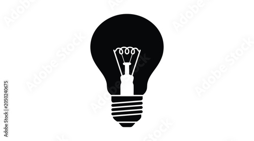 Bild auf Leinwand Incandescent Light Bulb Silhouette Against A White Background Silhouette