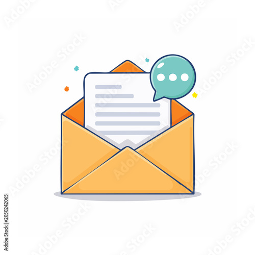 Email message with speech bubble in flat design