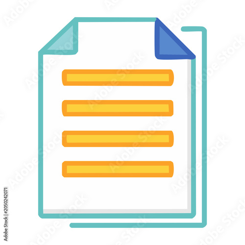 Flat design icon of a document with text lines