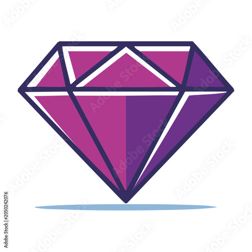 Flat design icon of a purple and pink diamond