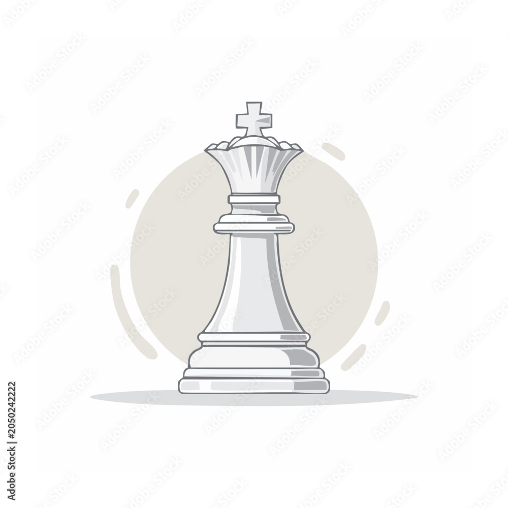 Fototapeta premium White chess king illustration with abstract background