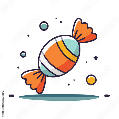 Wrapped candy icon with flat design style