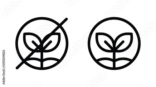 Fotografie Black and white of two stylized floral emblems with crossed stems flower