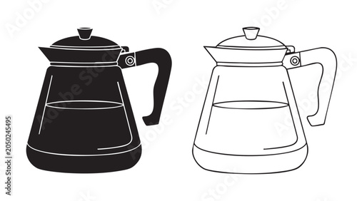 Tableau sur toile percolator coffee maker, with one silhouette and one outline