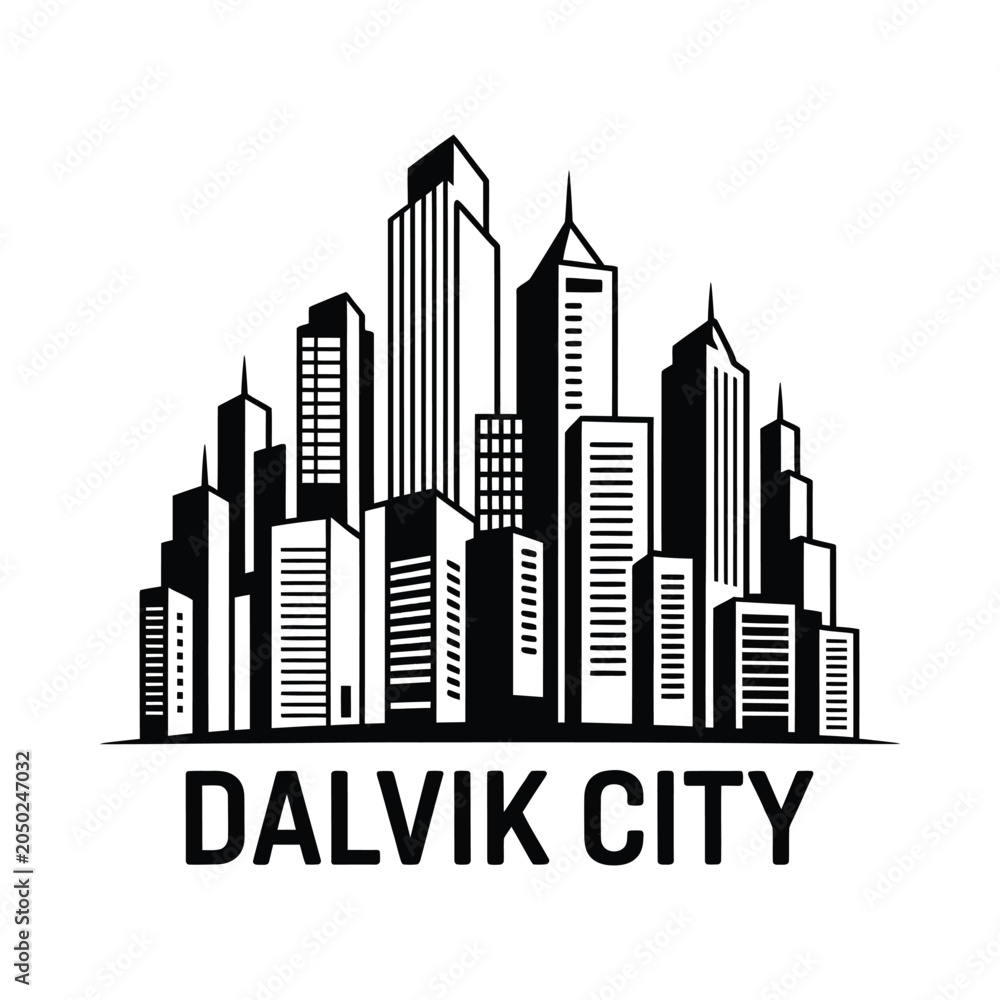 Obraz premium City Skyline Silhouette On White Background Vector Illustration
