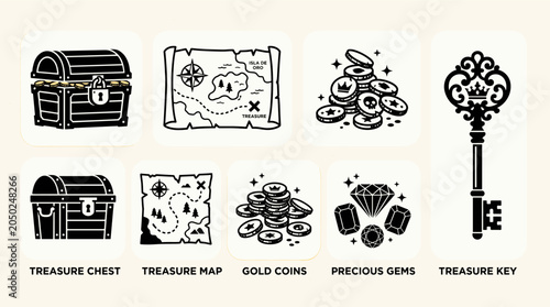 Treasure Hunt Icons Vector Set