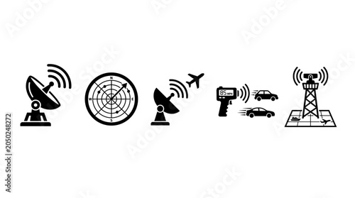 Radar and Speed Monitoring Icon Set
