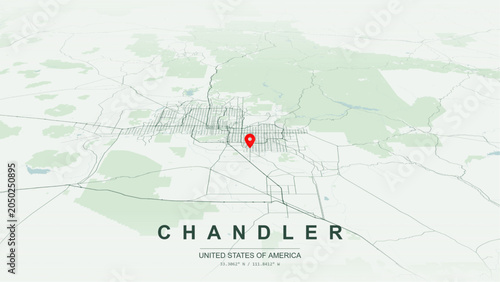 Obraz na płótnie Modern minimalist vector map of Chandler, Arizona, USA