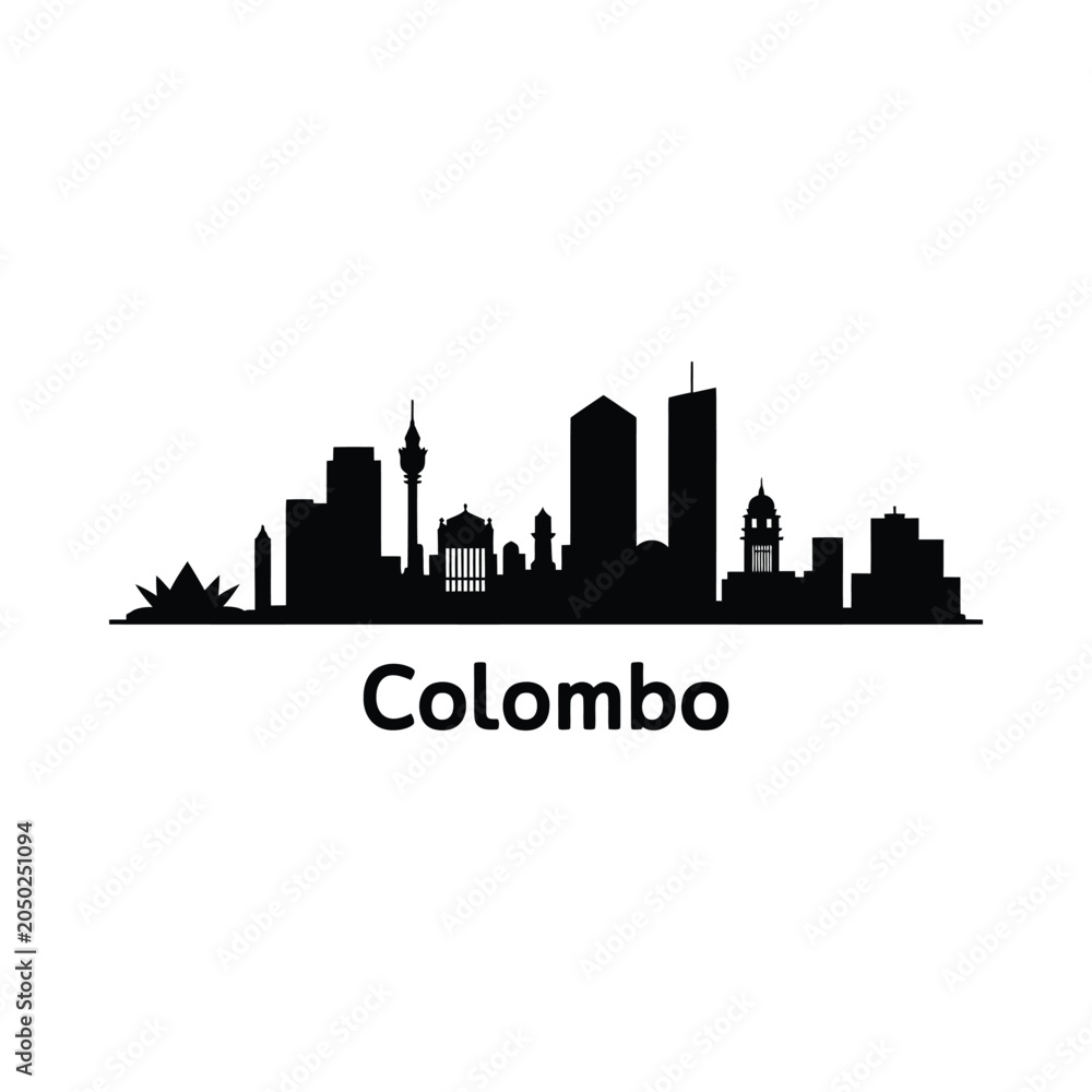 Obraz premium Colombo skyline silhouette on white background cityscape