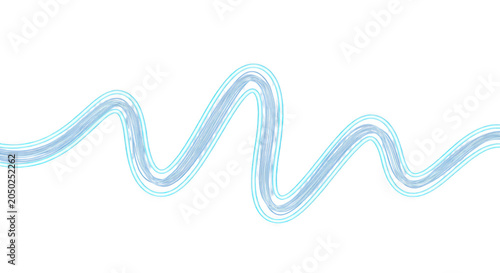 Abstract blue wavy line with light blue outlines against a clean backdrop isolated on transparent background