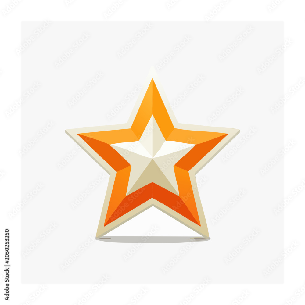 Obraz premium 3D Rendered Star Icon with Orange and White Layers