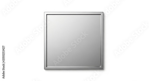 Minimalist square mirror with silver frame on clean background