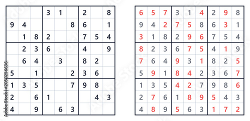 Sudoku puzzle 9x9 easy printable with answers A4 for beginners, ideal for enhancing logic skills and number strategy, includes solution key