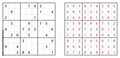 Tableau sur toile Sudoku puzzle 9x9 hard for adults printable with answers A4, challenging logic g