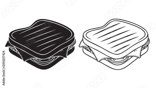 sandwiches with a full black silhouette and outline line art