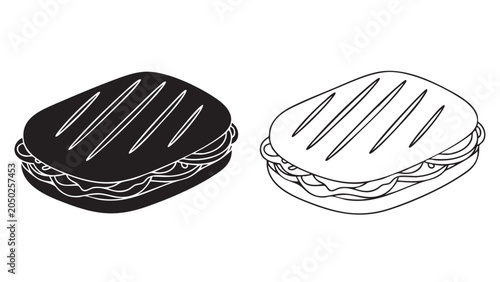 Photos sandwiches with stylized line art and vector texture