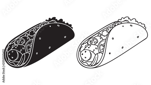 taco icon with line art style and dotted pattern