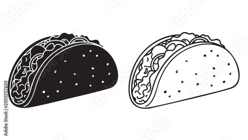 taco line art icon with dotted filling and waves