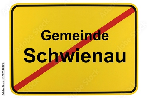 Illustration eines Ortsschildes der Gemeinde Schwienau in Niedersachsen	